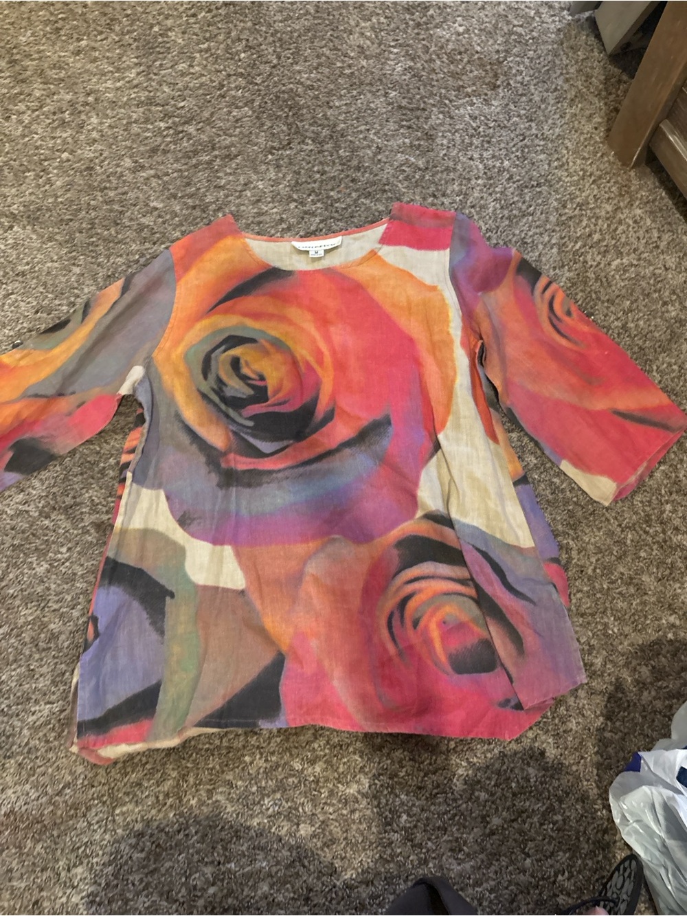 Floral Watercolor Off-the-Shoulder Sweater in Multi-Color